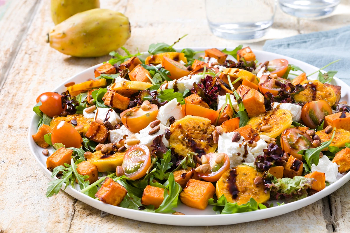 Sweet potato salad with cactus figs